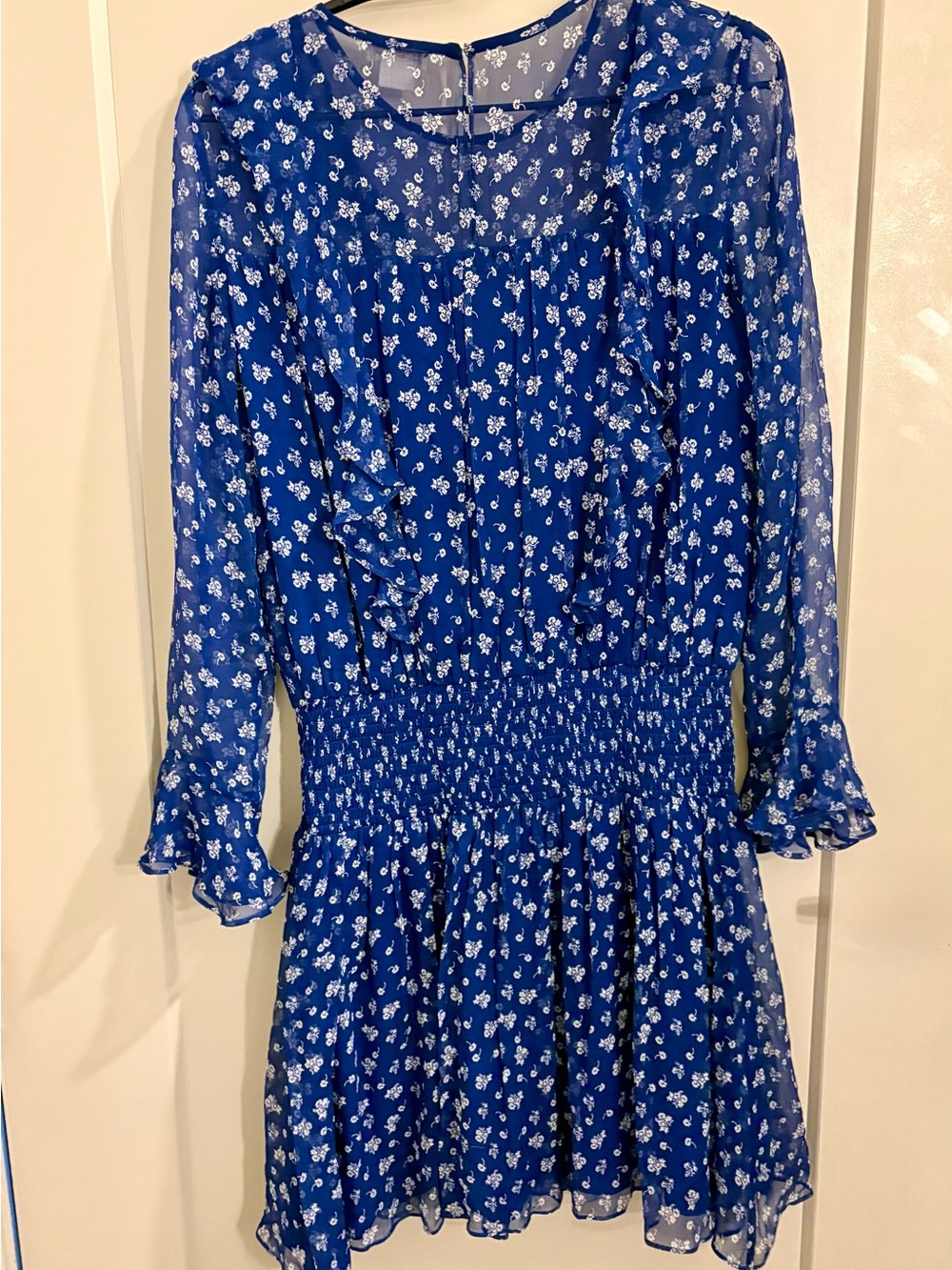 Shoshanna Navy and White Floral Sheer Chemise